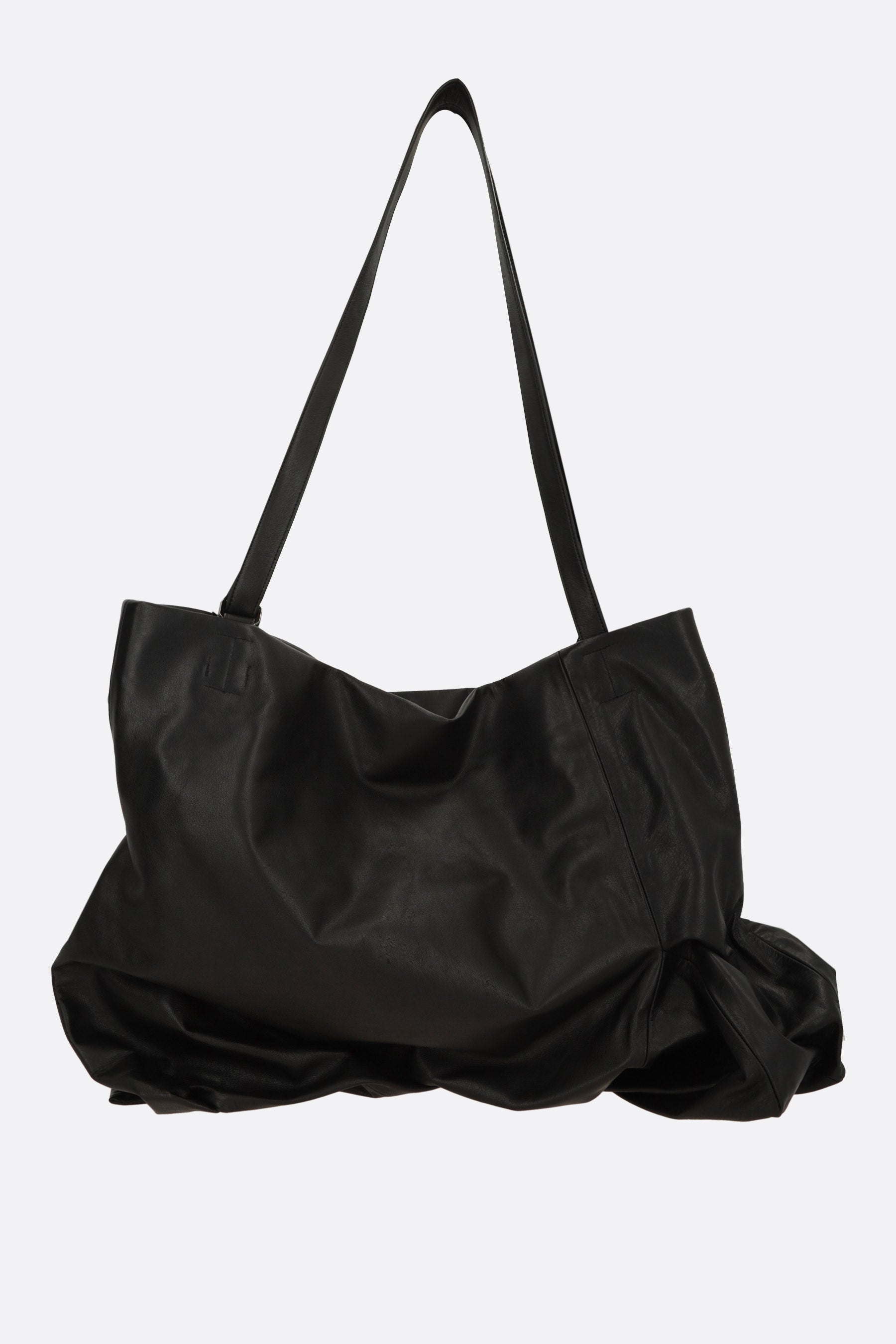 Unevenness tote bag in smooth leather