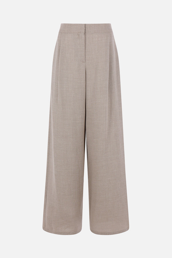 wide-leg trousers in wool and silk blend