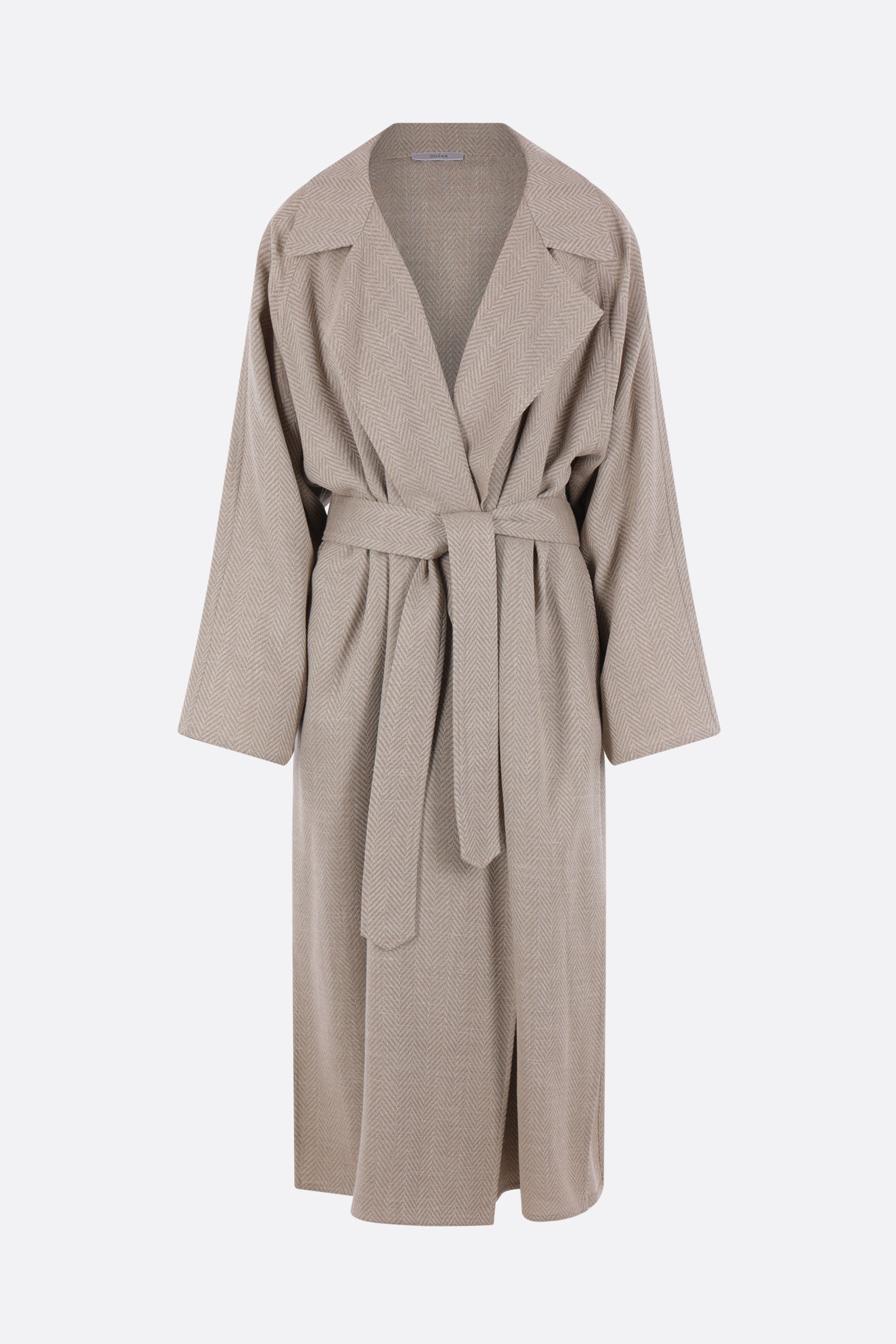 oversized trench coat in wool and silk blend