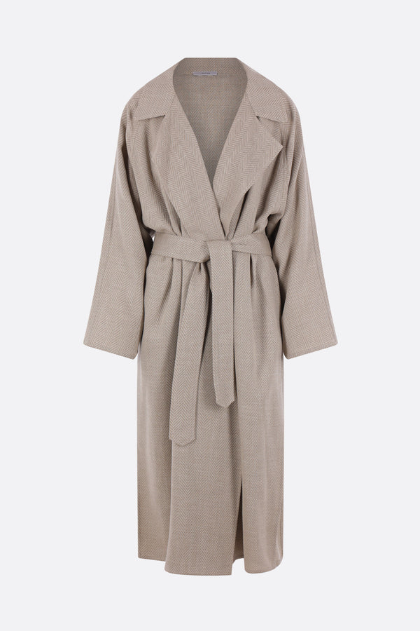 oversized trench coat in wool and silk blend