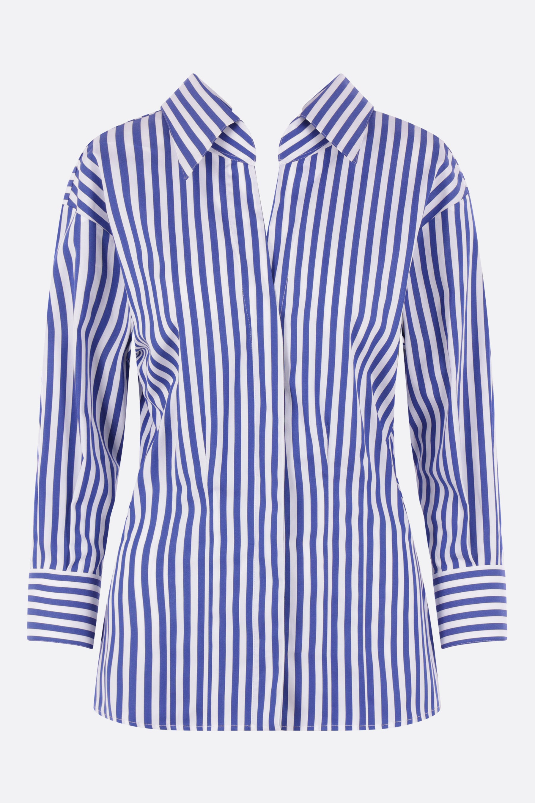 cut-out shirt in striped poplin