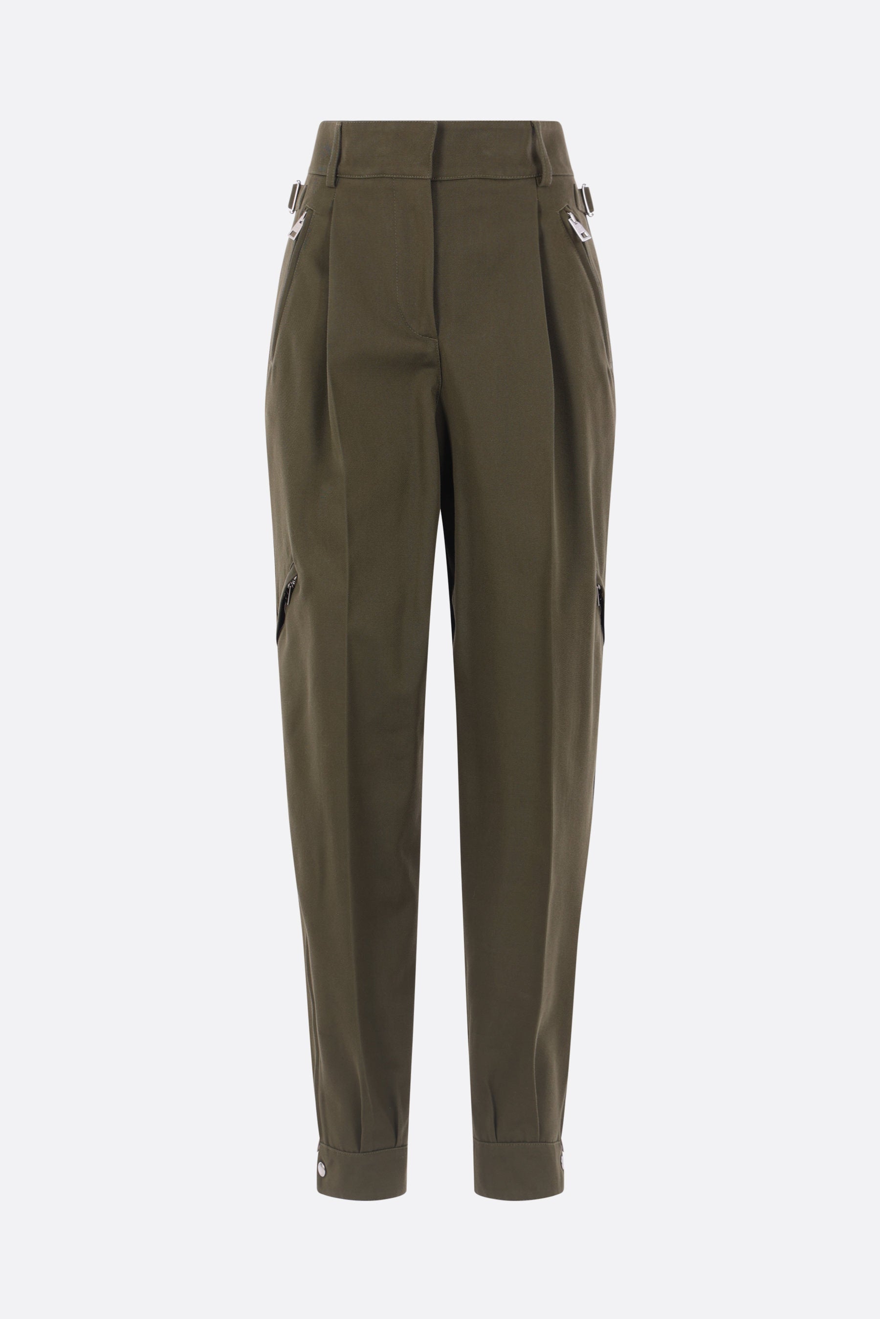 zipped pants in cotton and wool