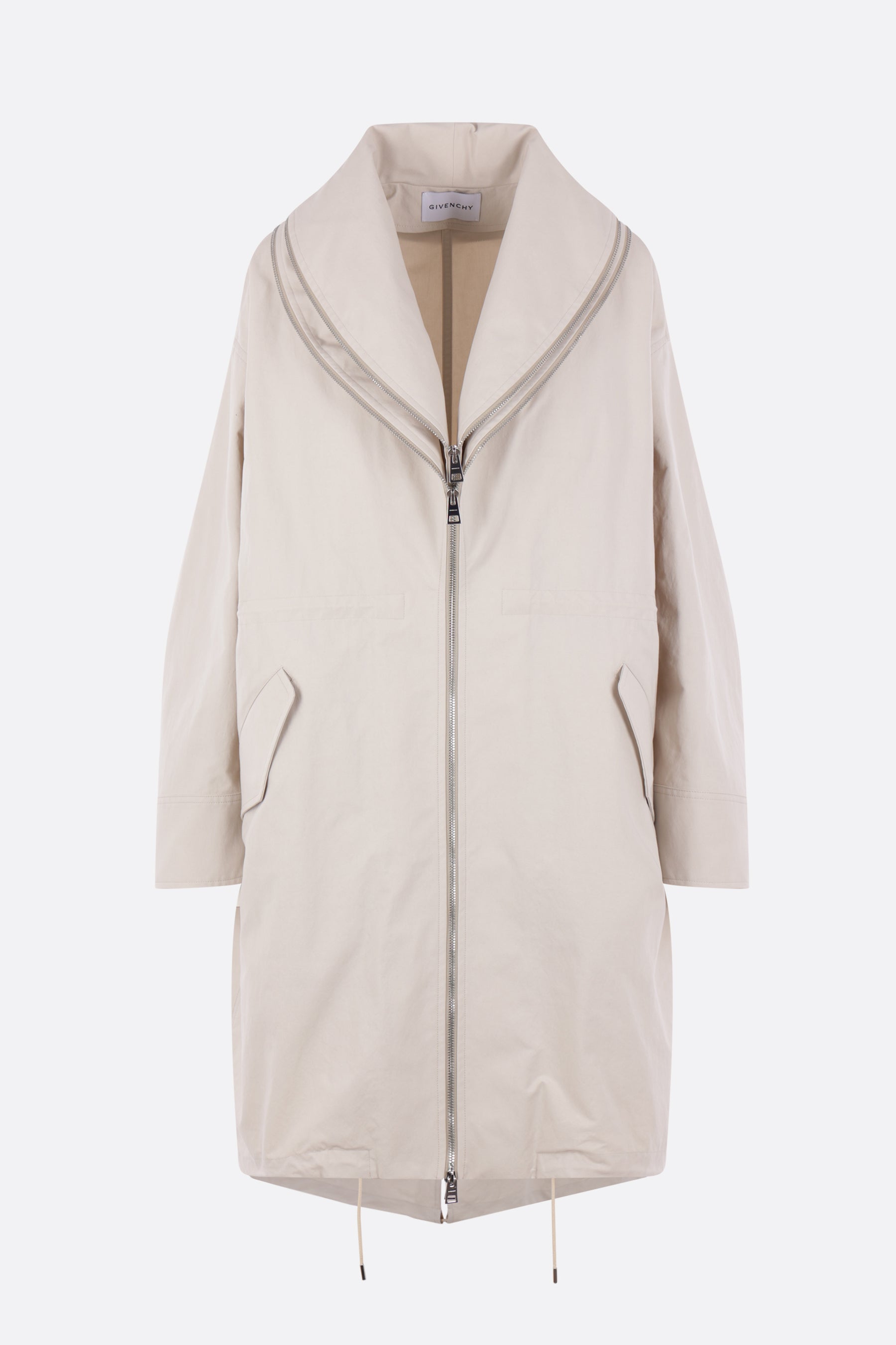 parka with zipped shawl collar in cotton
