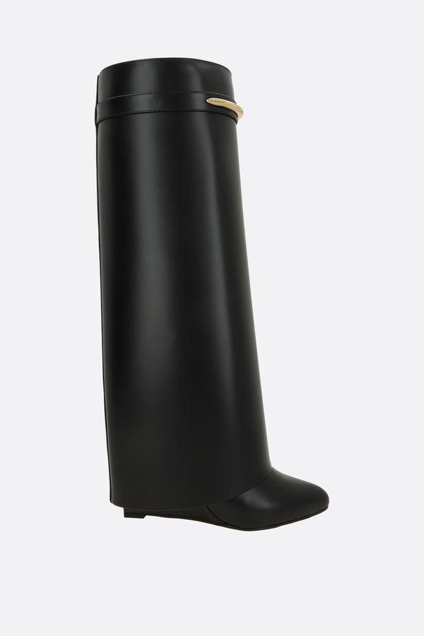 Shark Pinch wedge boots in smooth leather