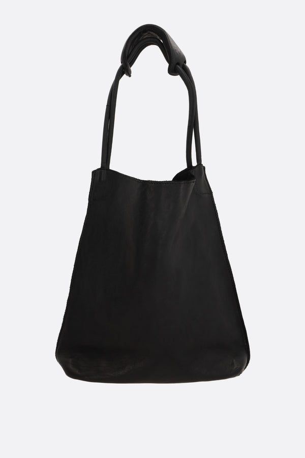 smooth leather shopping bag
