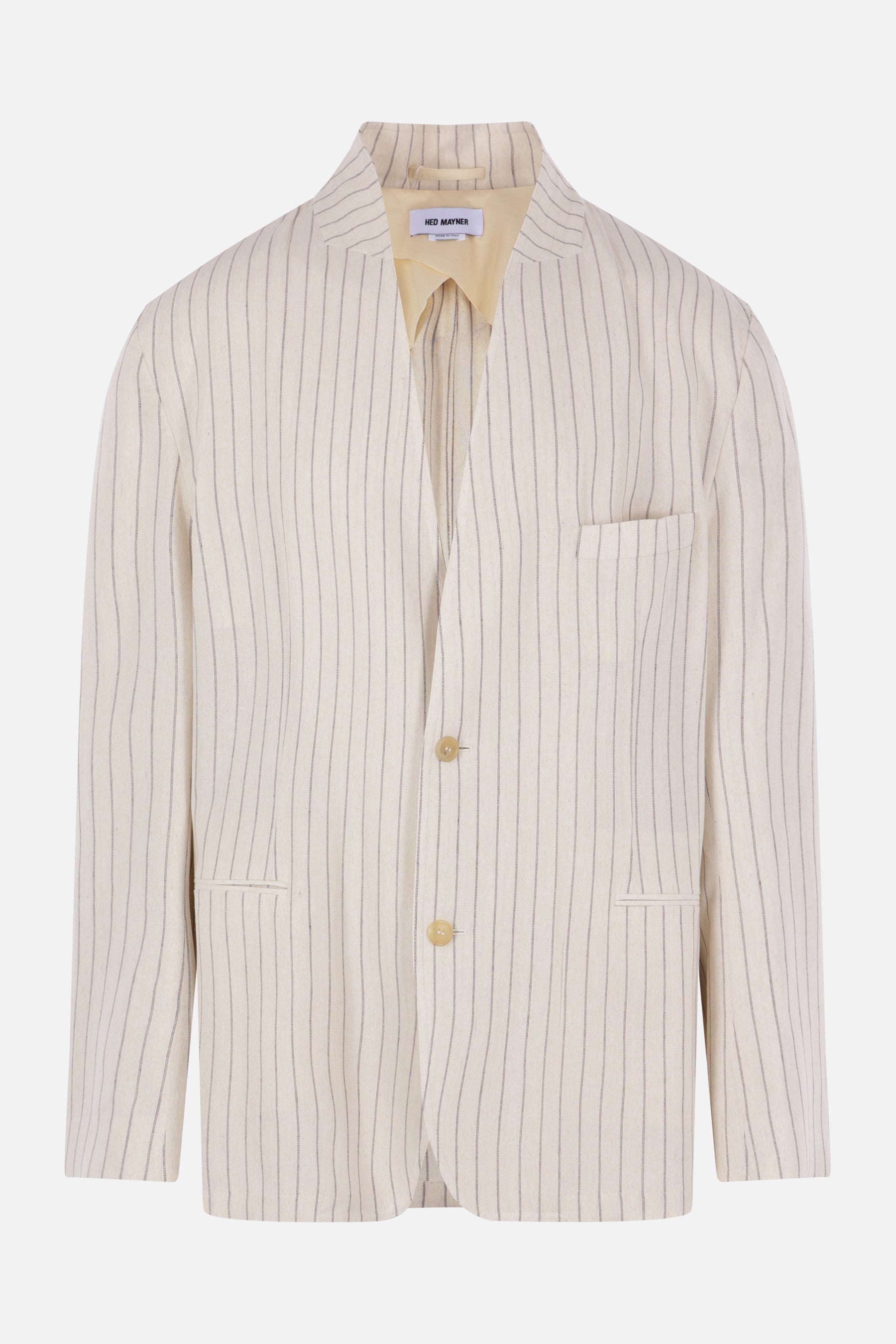 oversize jacket in pinstriped linen blend
