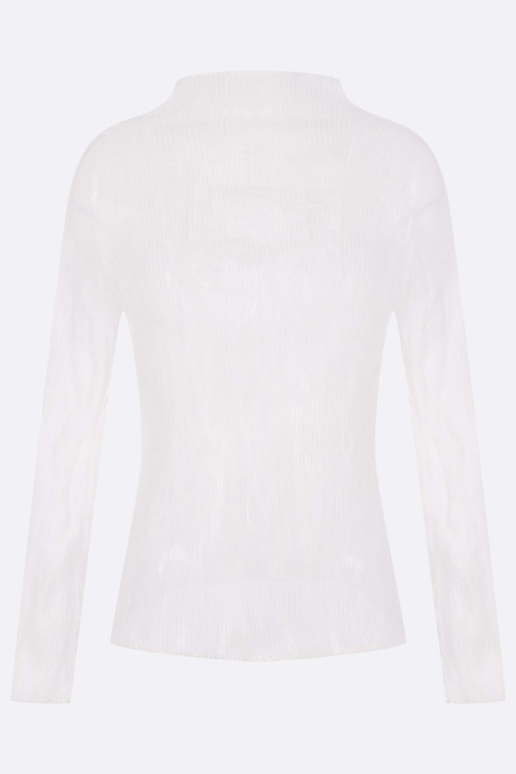 top a maniche lunghe in chiffon plissé