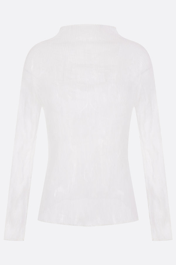 long-sleeve top in pleated chiffon