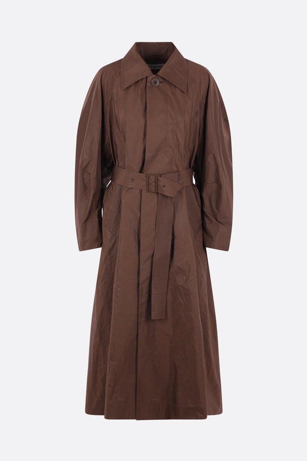 Akimbo oversized trench coat in taffeta with belt
