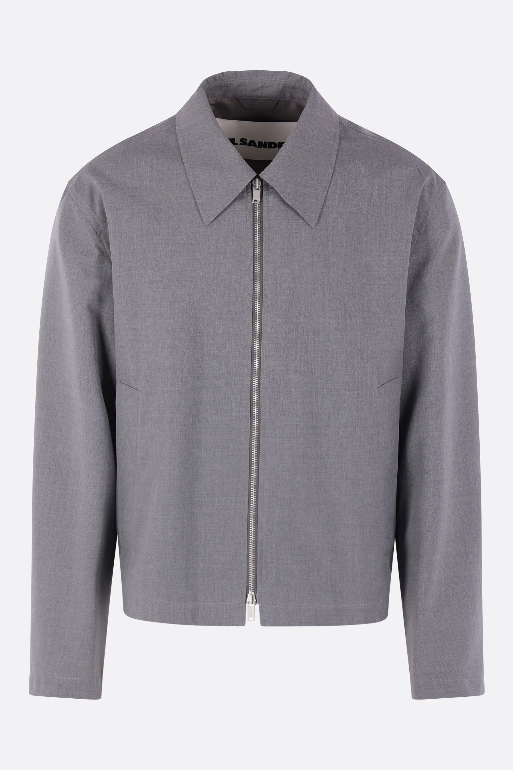 full-zip jacket in wool poplin