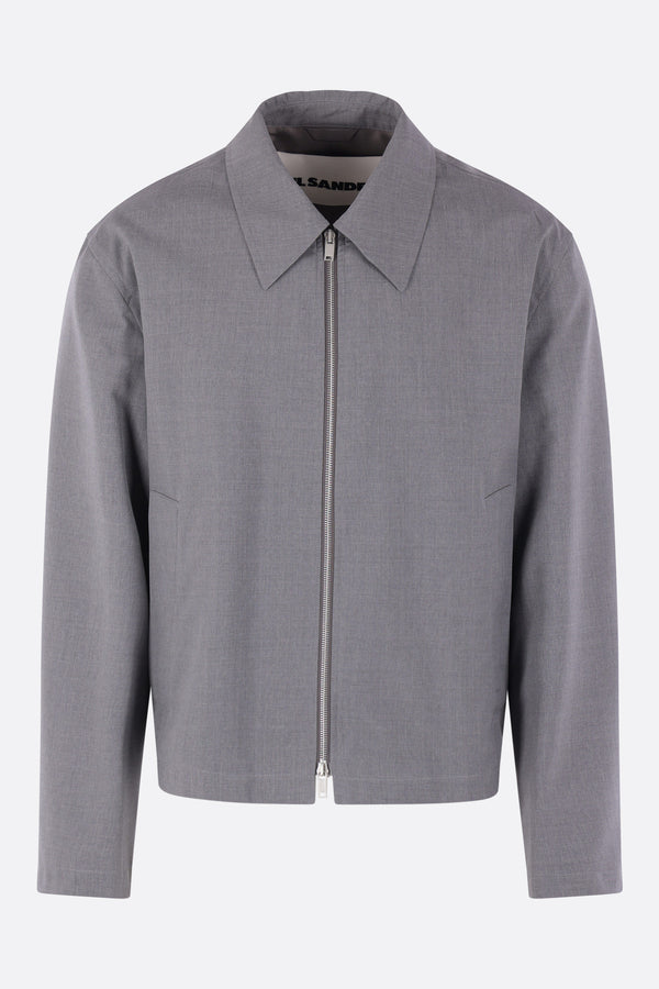 full-zip jacket in wool poplin