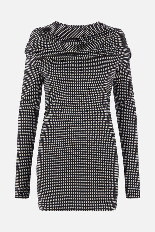long-sleeve t-shirt in polka-dot jersey