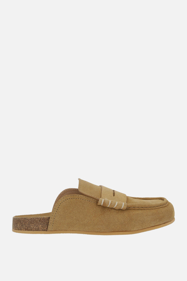 Stitch Loafer flat mules in suede