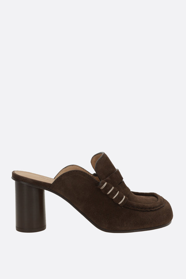 Loafer mules in suede