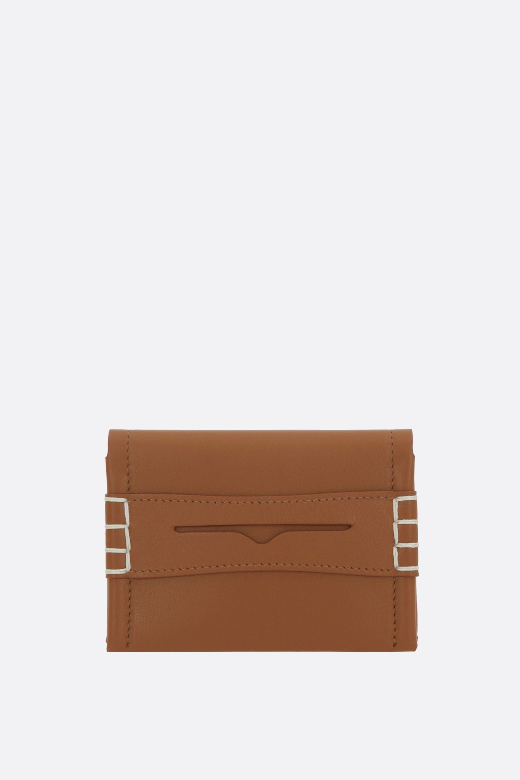 Loafer flap card case in smooth leather
