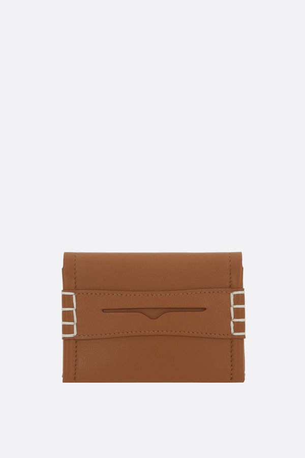 Loafer flap card case in smooth leather
