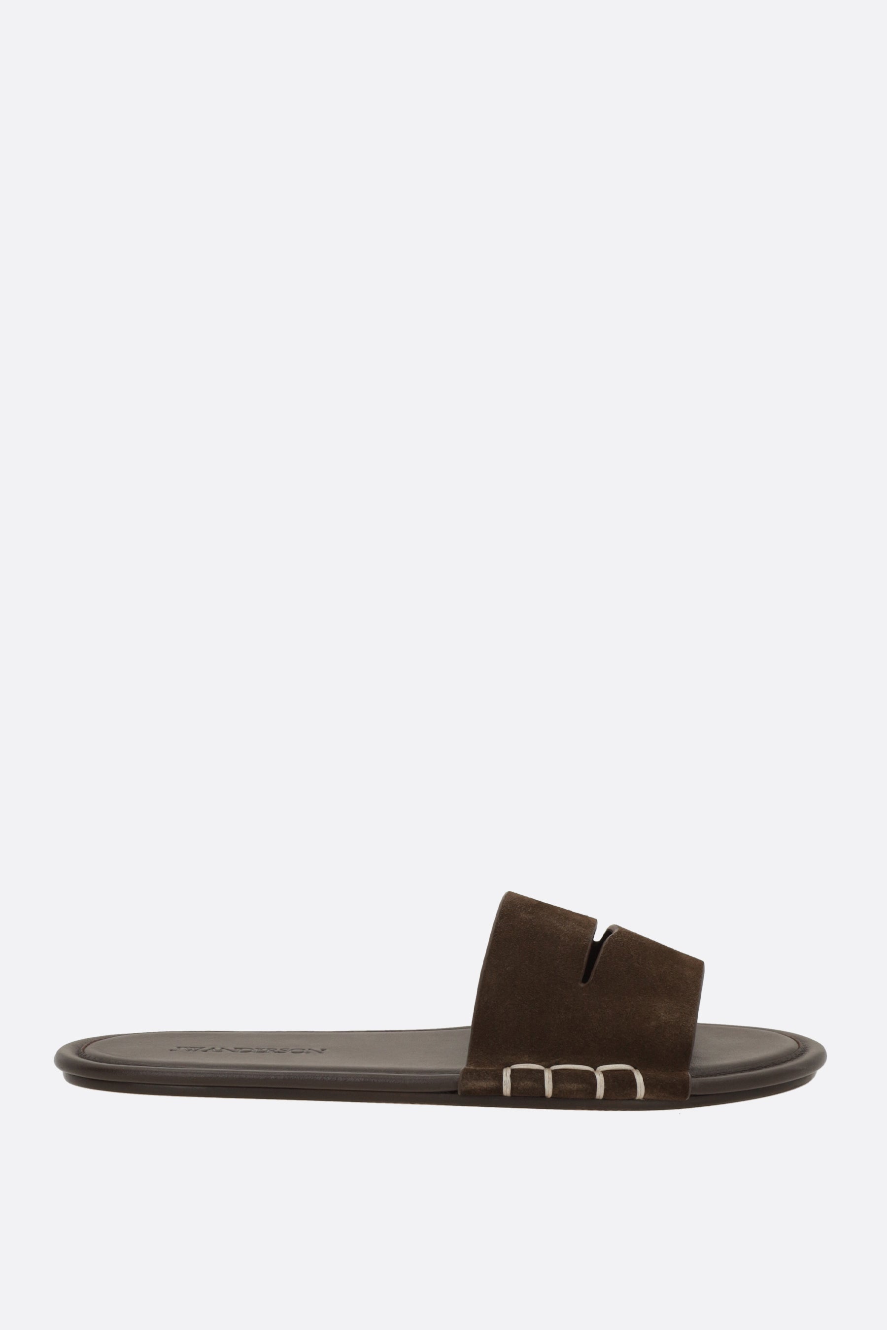 Loafer slide sandals in suede