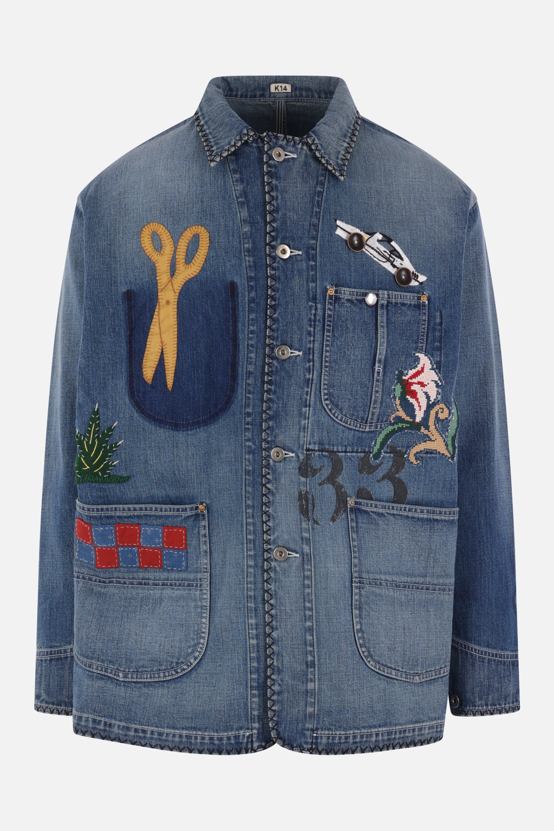 embroidered denim overshirt