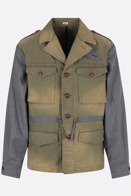 cotton and pinstriped wool military jacket
