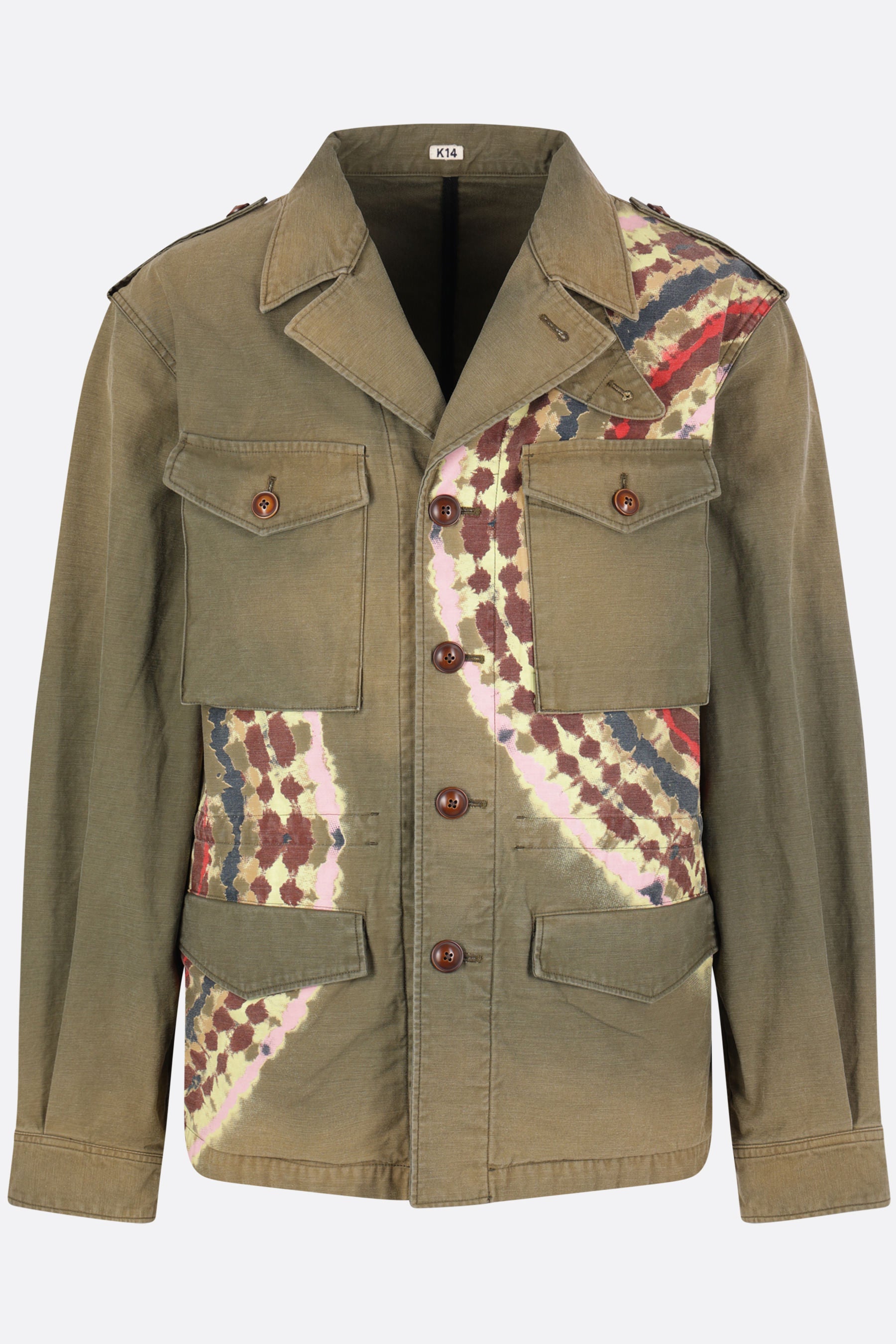 cotton military jacket with tie-dye print