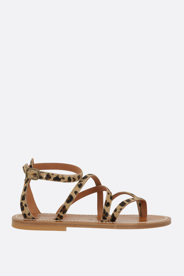 Epicure thong sandal in leopard haircalf
