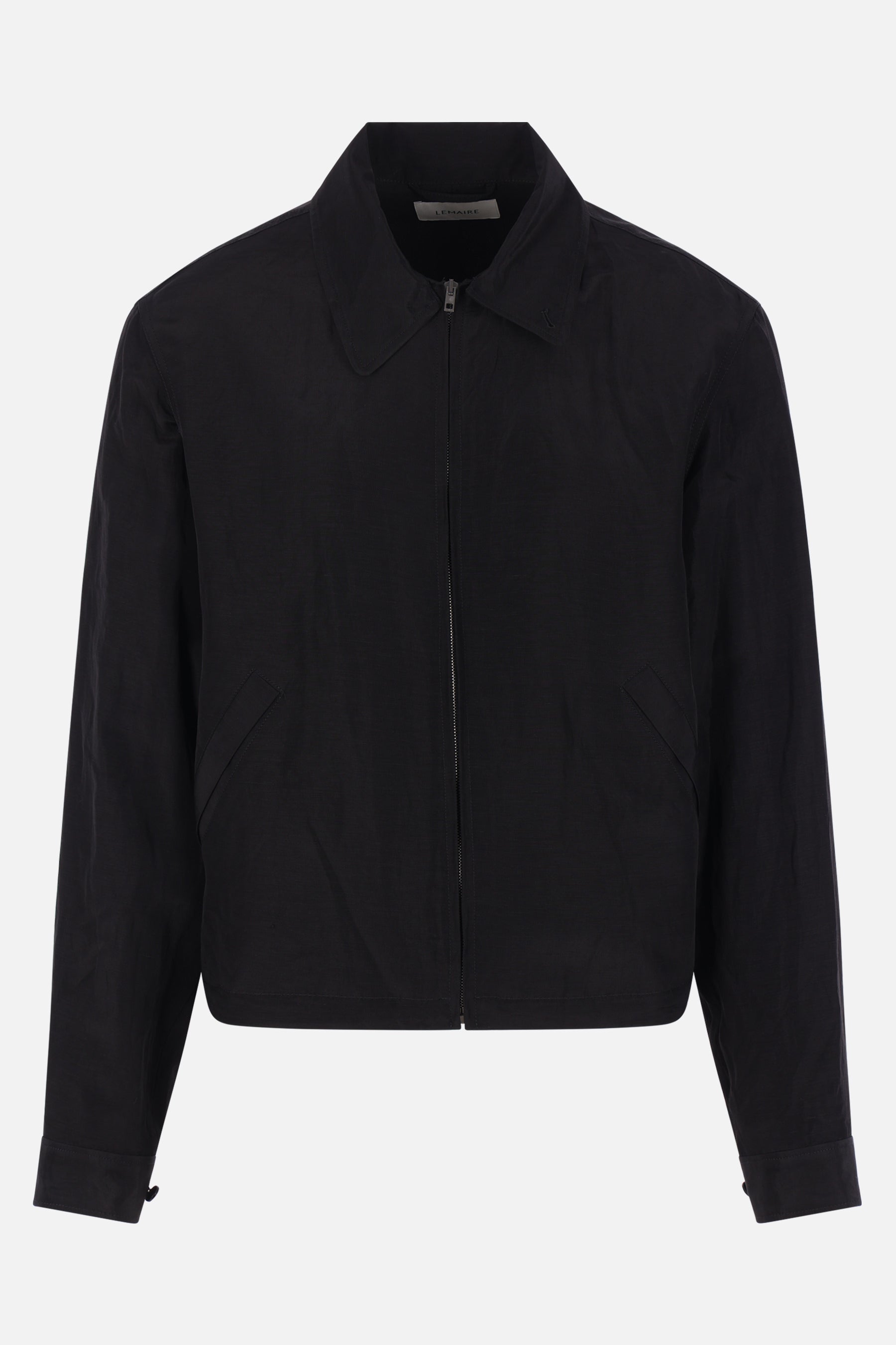 full-zip blouson in linen and viscose