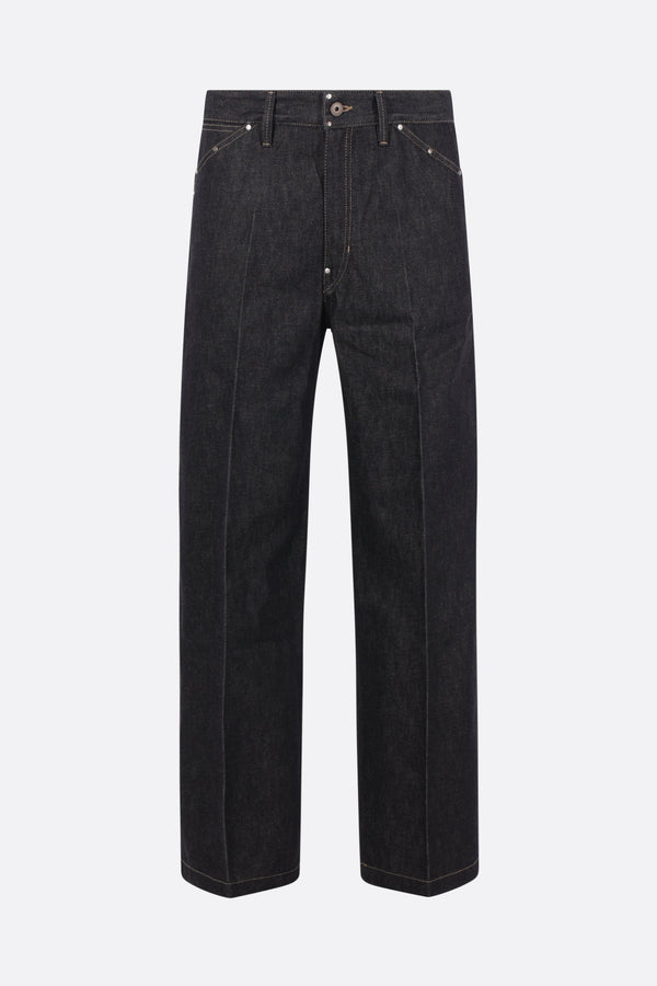 jeans a gamba ampia in denim con borchie