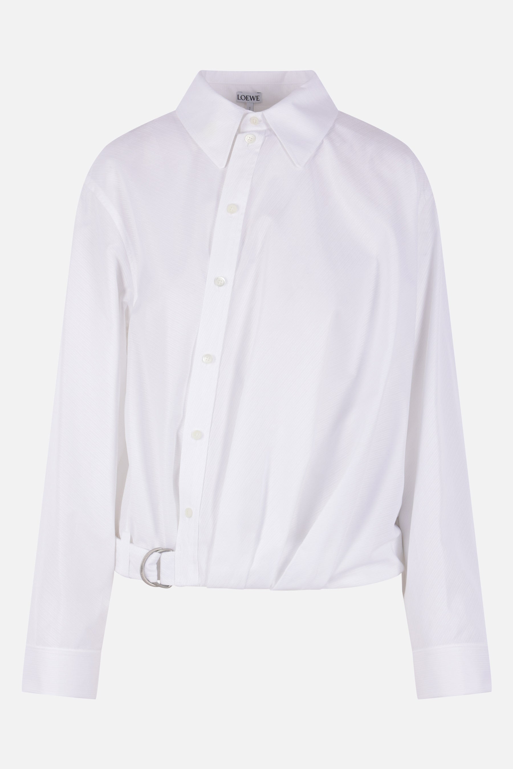 draped shirt in textured poplin