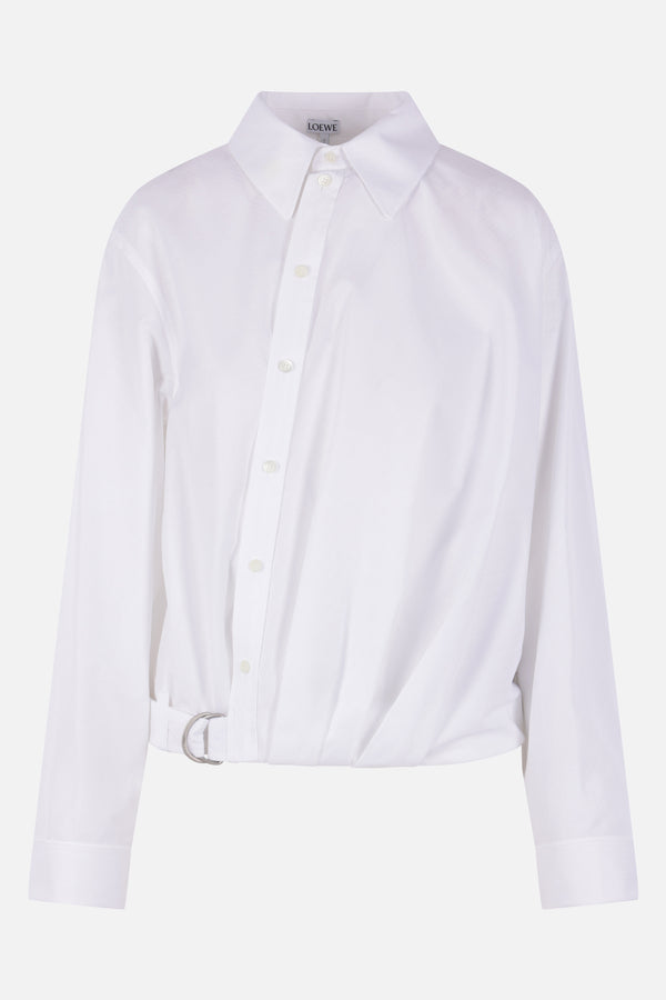 draped shirt in textured poplin