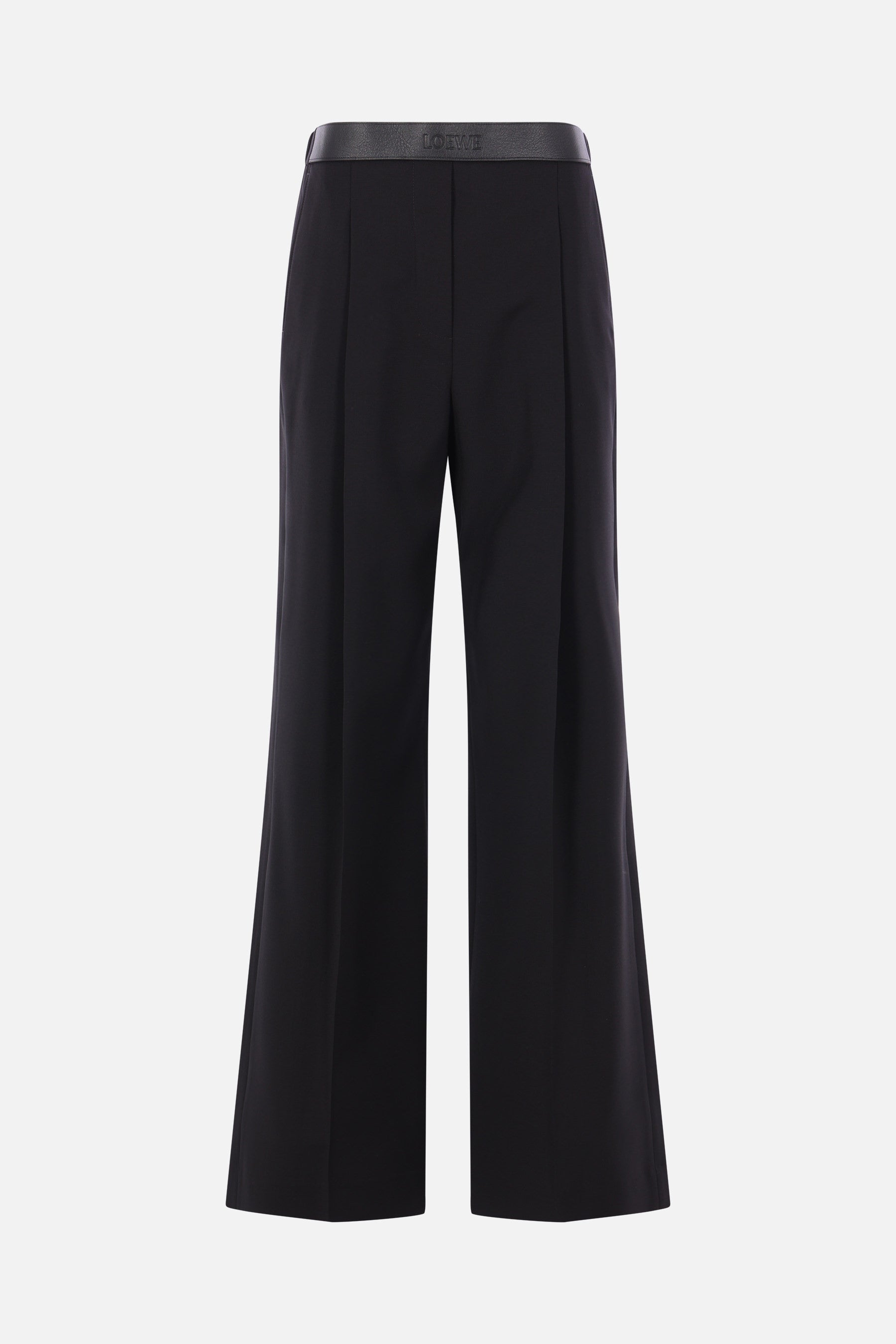 straight-leg trousers in wool
