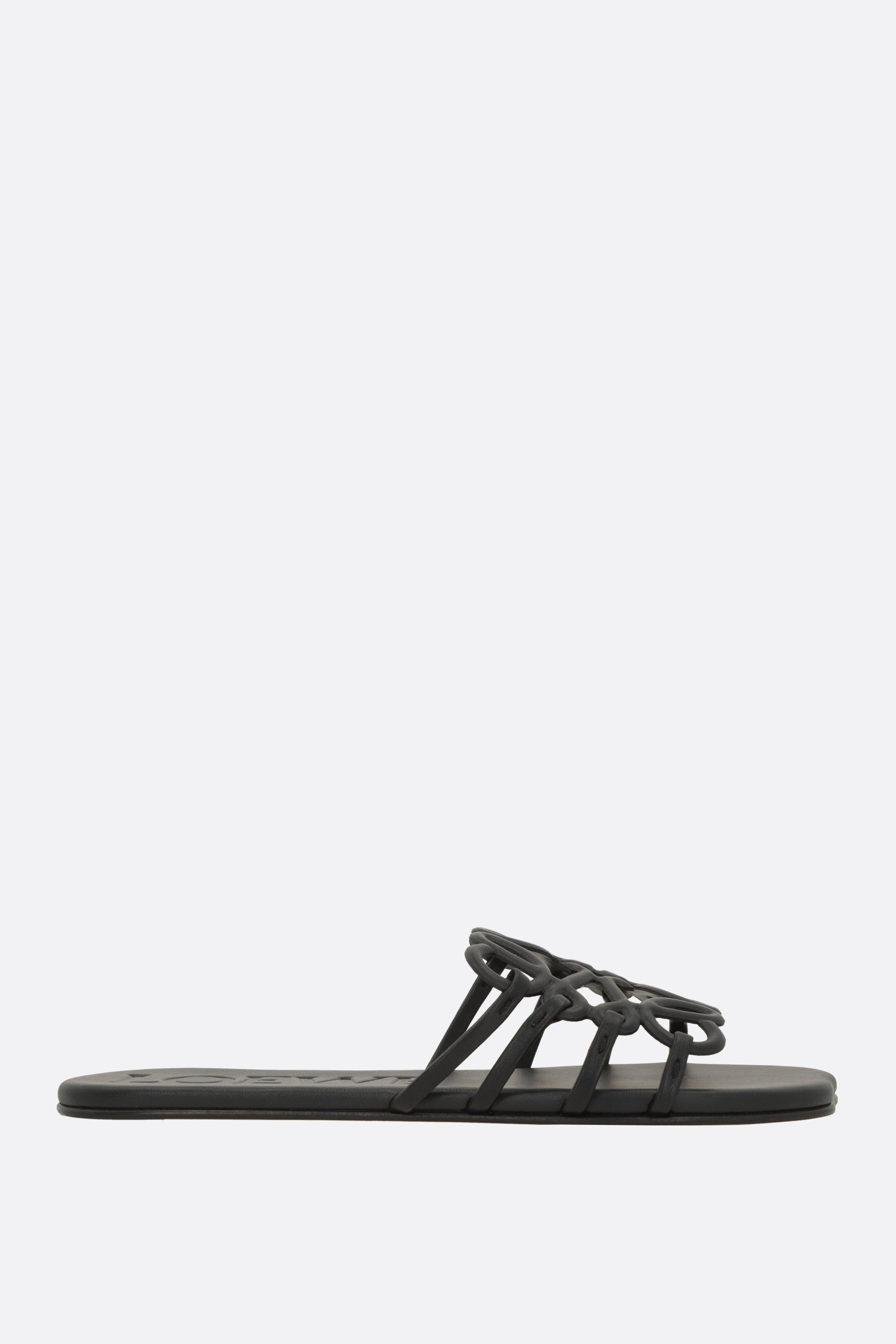 Petal Anagram slide sandal in smooth leather