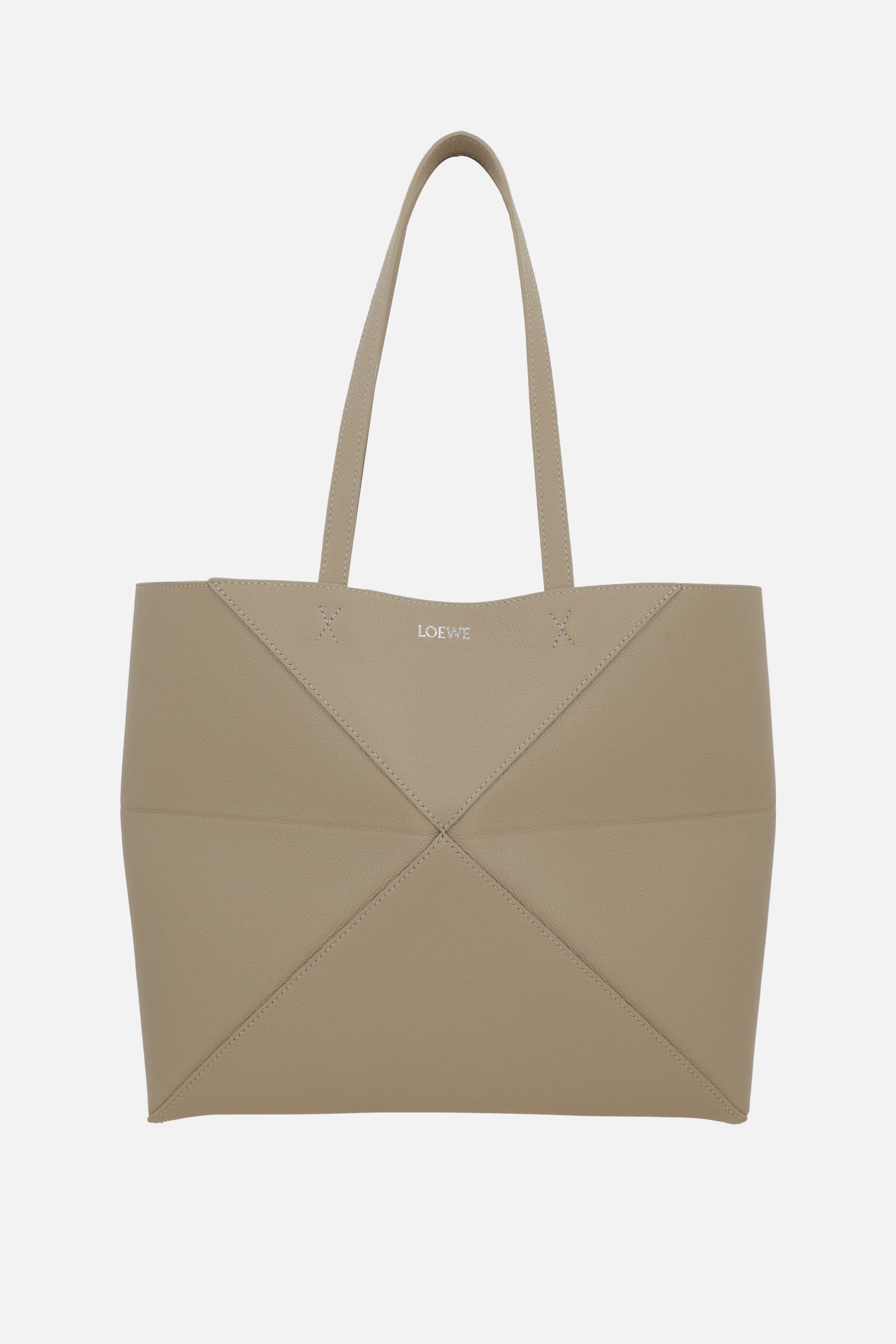 borsa tote Puzzle Fold media orizzontale in pelle martellata