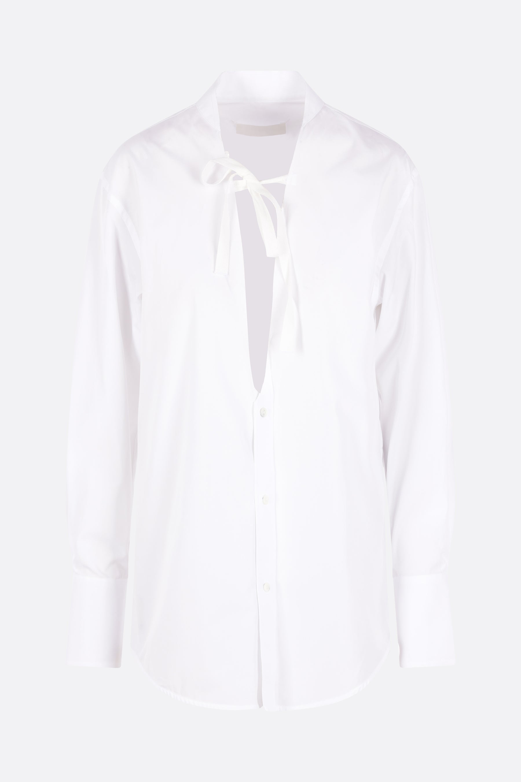 camicia in popeline con scollo a V