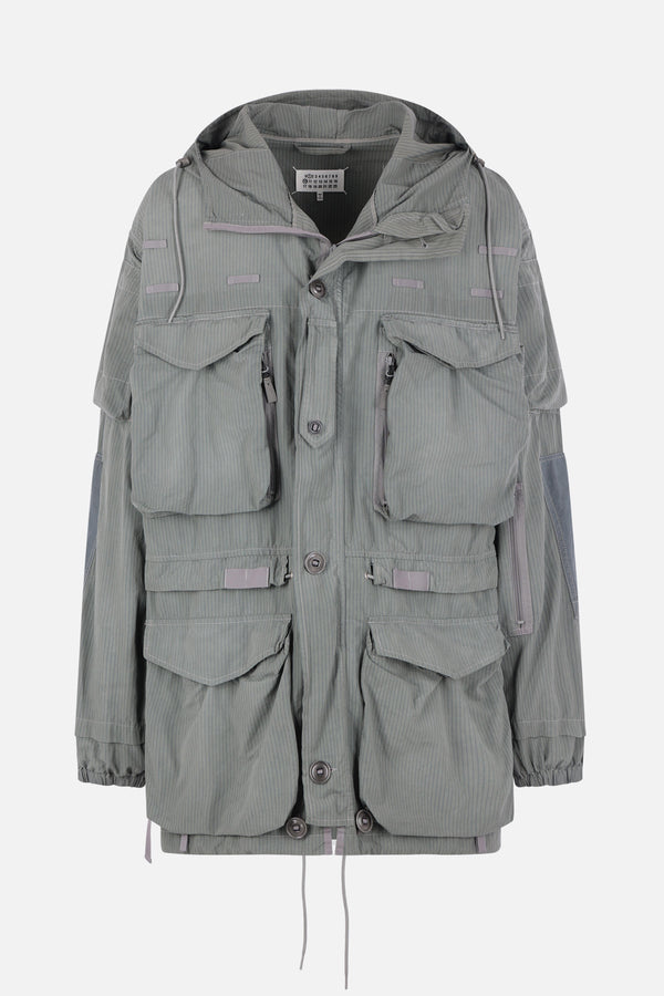 parka oversize in cotone tecnico a righe