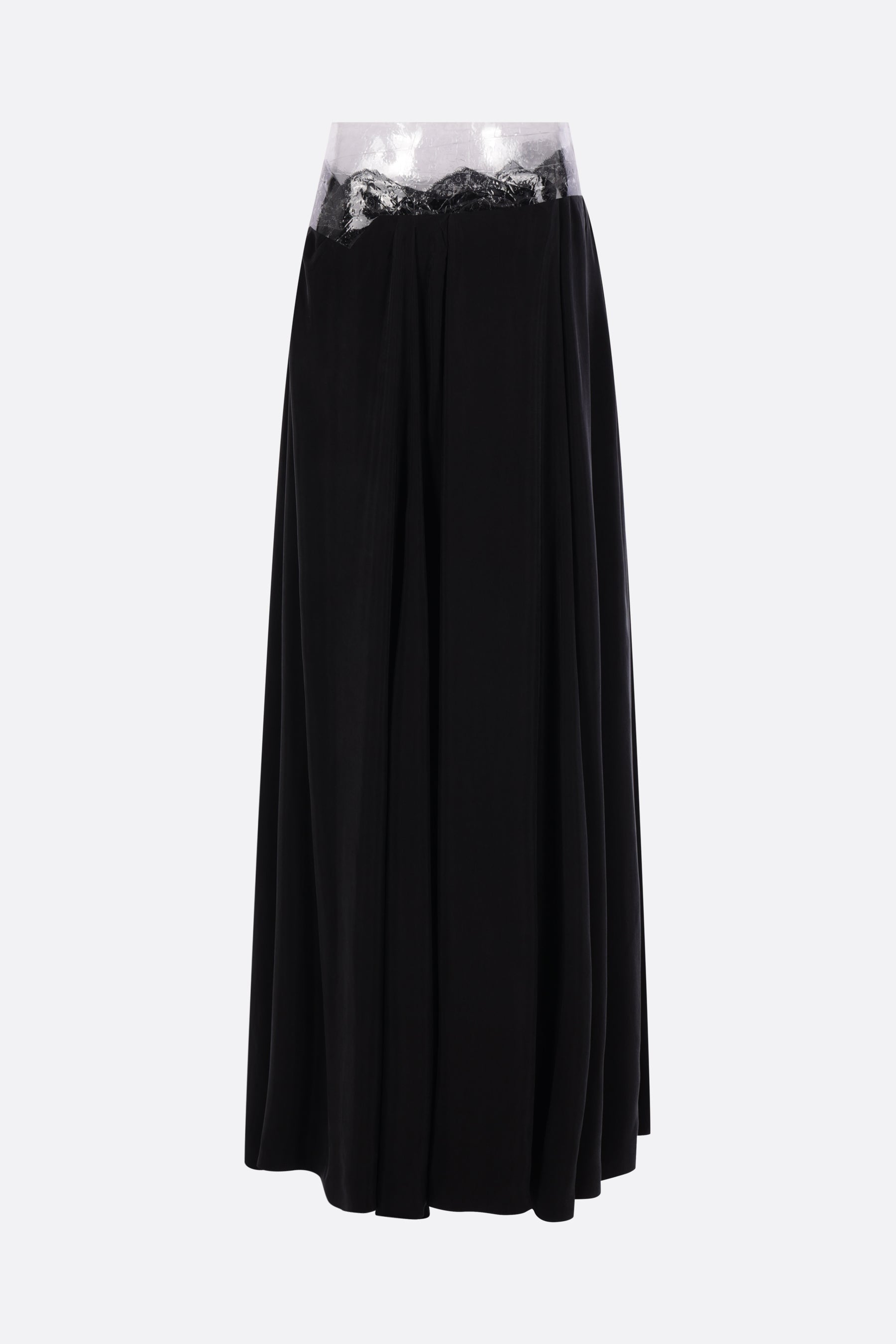 Taped long skirt in satin