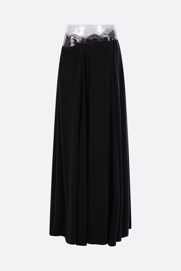 Taped long skirt in satin