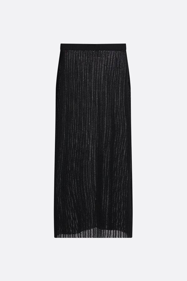 ribbed knit midi skirt