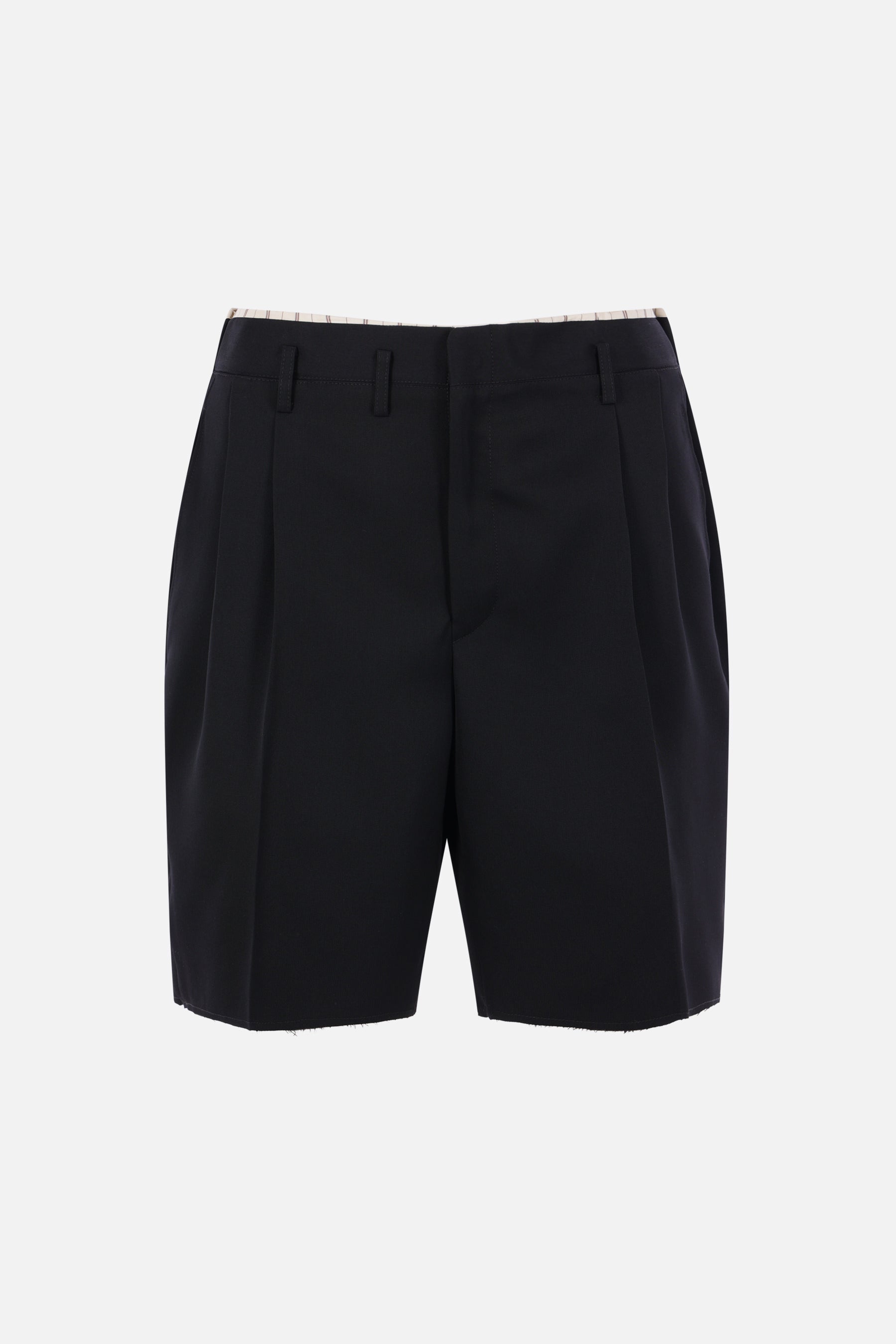 wool shorts with pleats