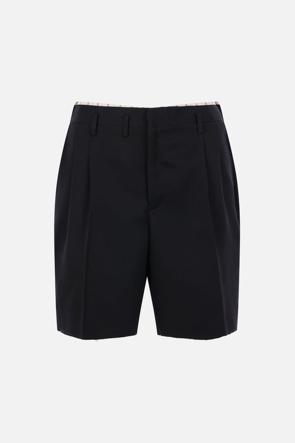 wool shorts with pleats