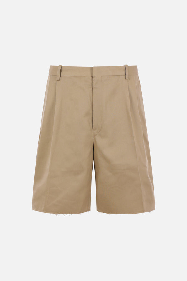 pantalone corto con pinces in drill