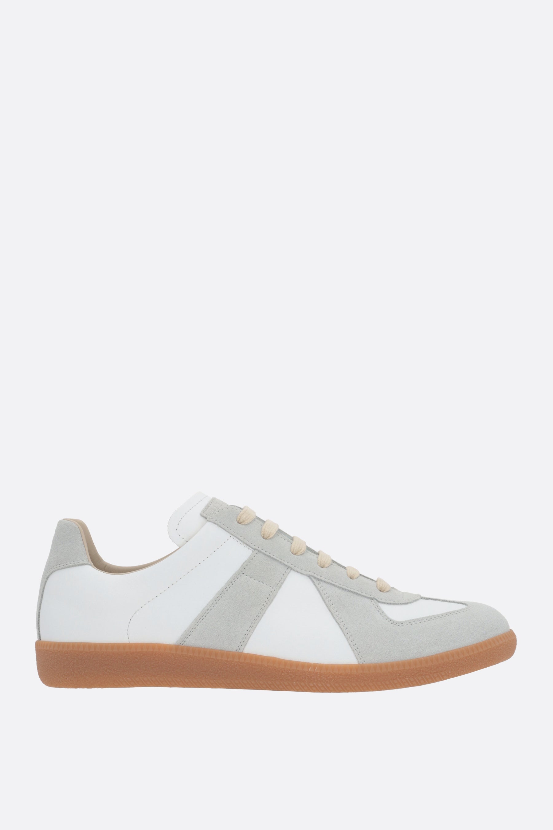 Replica sneakers in smooth leather and suede