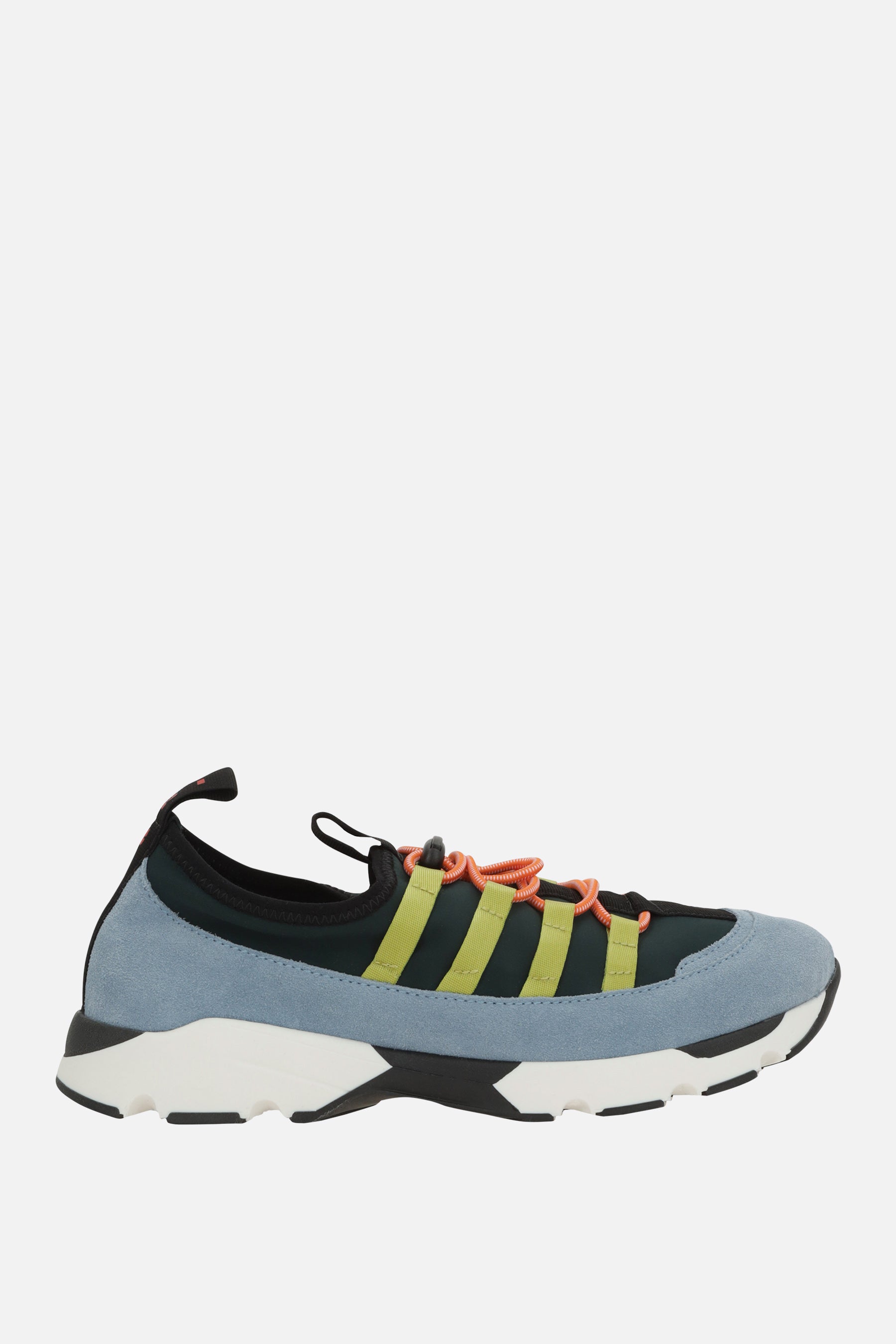 stretch lycra and suede sneakers