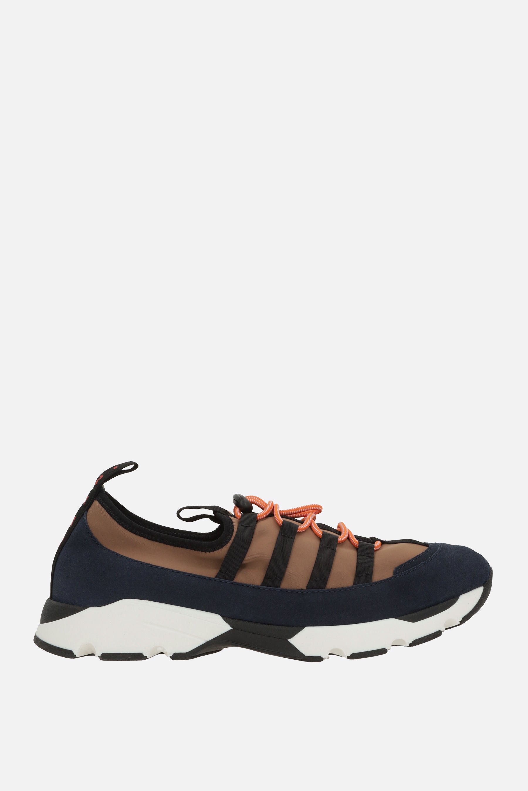 stretch lycra and suede sneakers