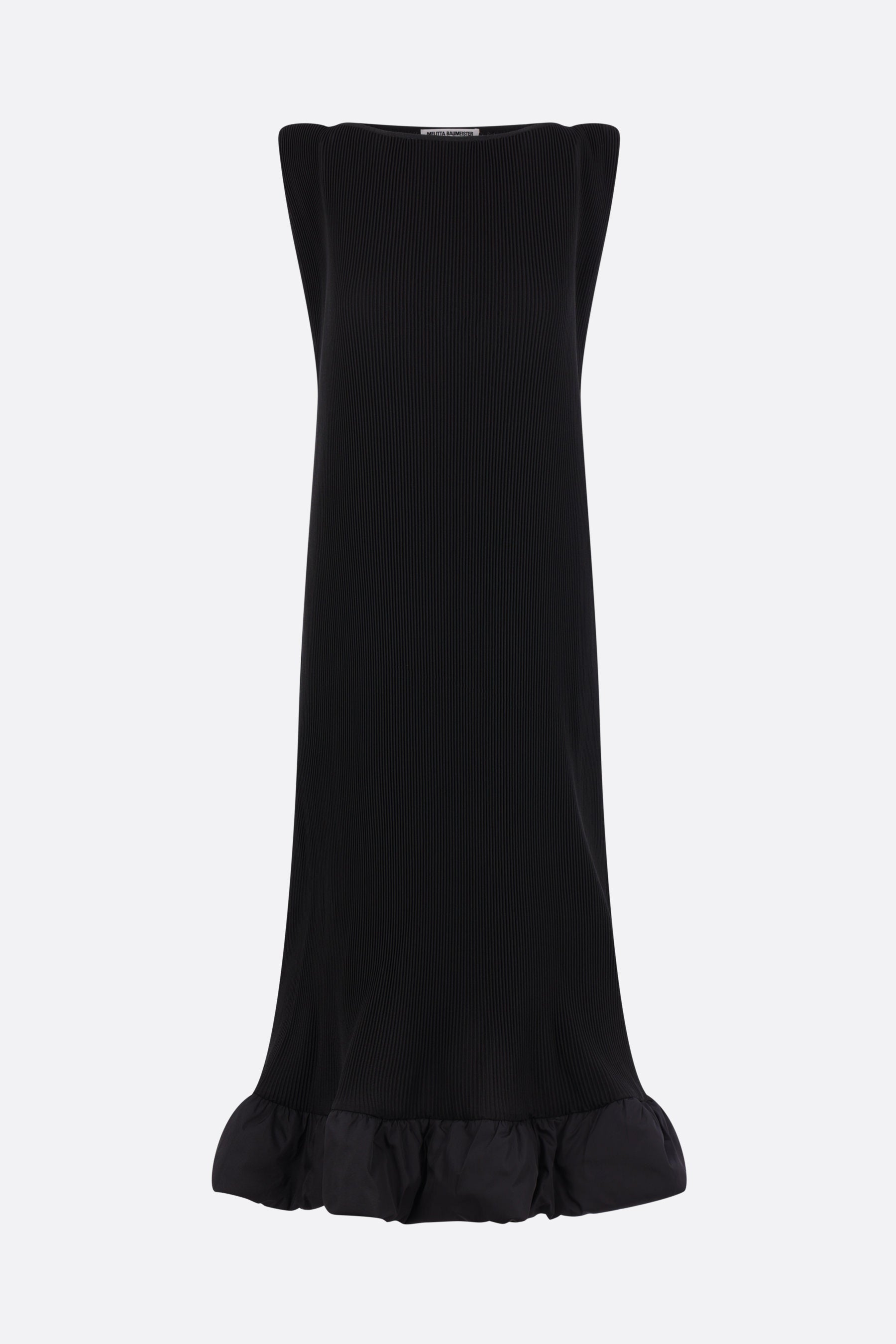 sleeveless dress in pleated nylon