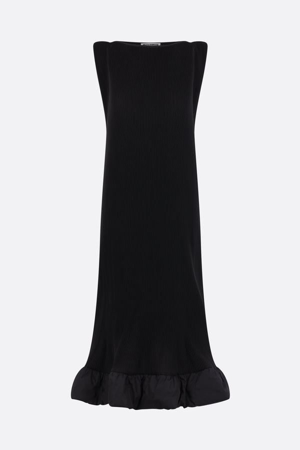 abito smanicato in nylon plissé