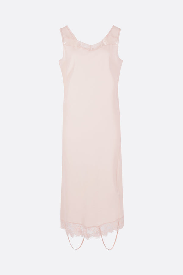 double-fit midi dress in viscose and lace