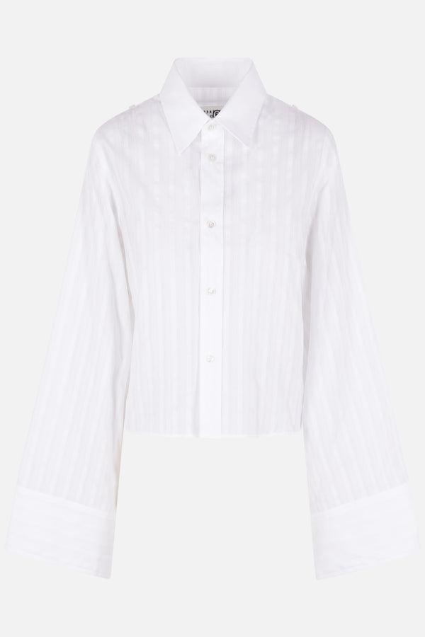 cropped shirt in striped cotton