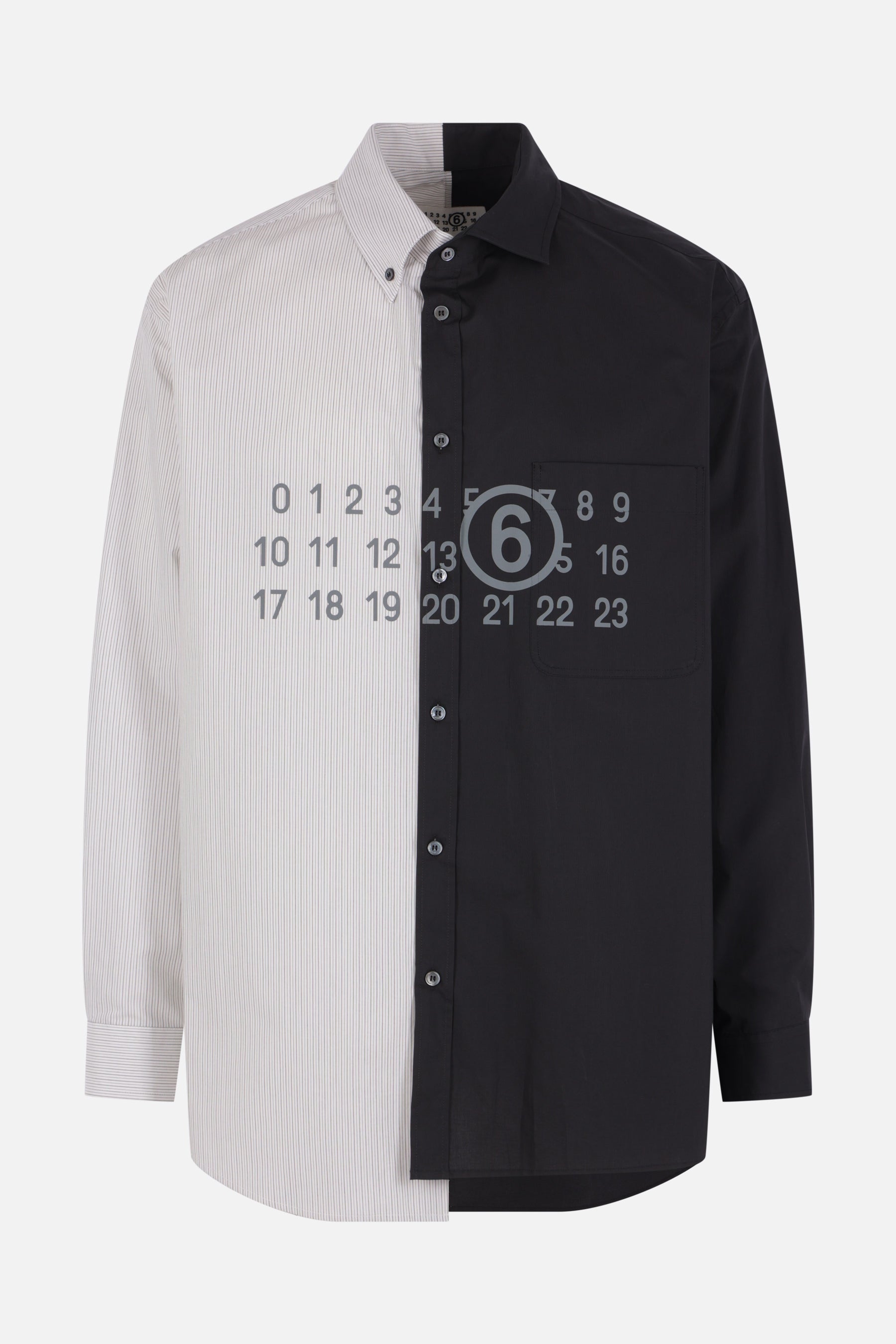 bicolor shirt in poplin with numeric logo print