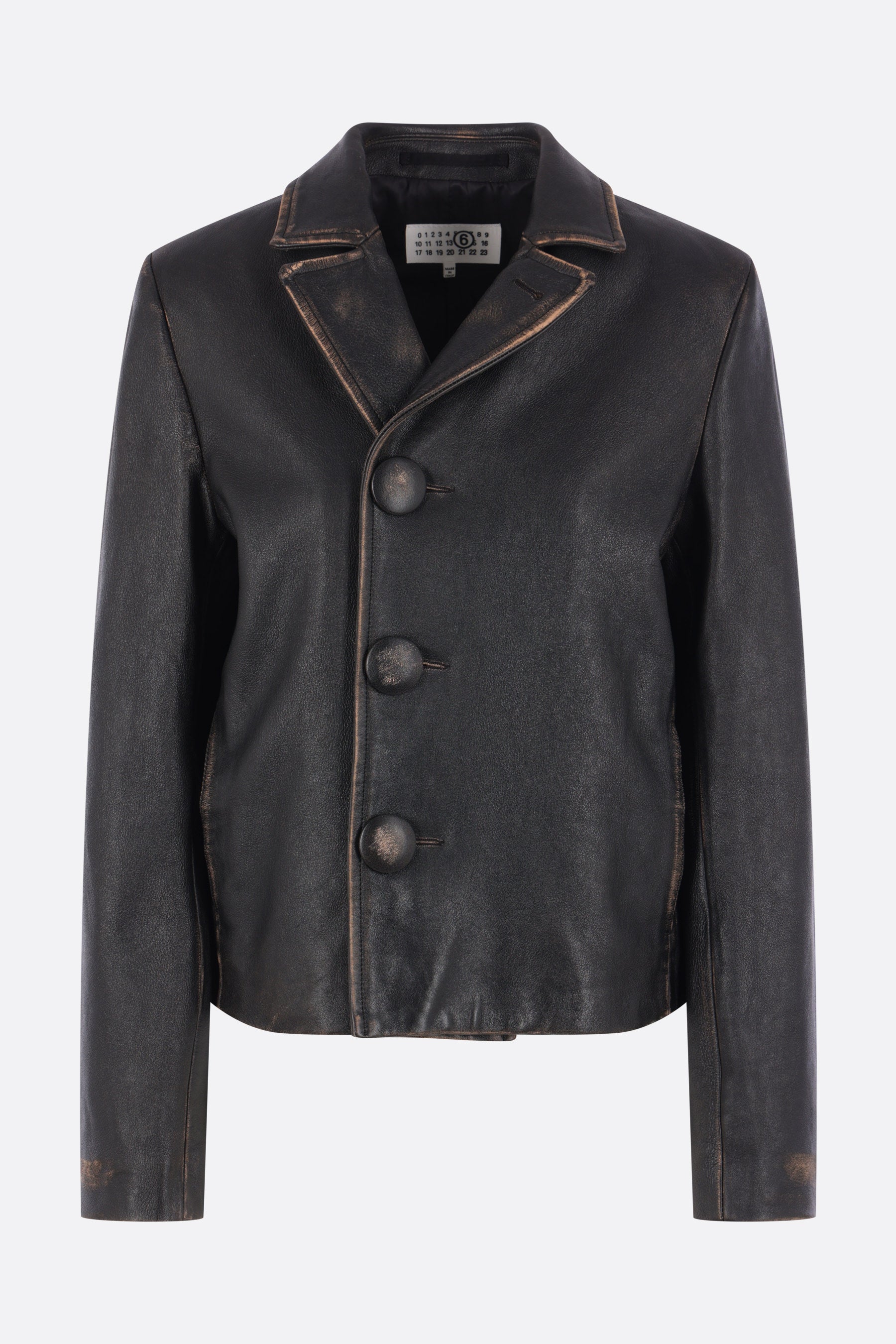 single-breasted jacket in vintage leather