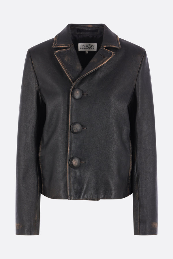 giacca monopetto in pelle vintage
